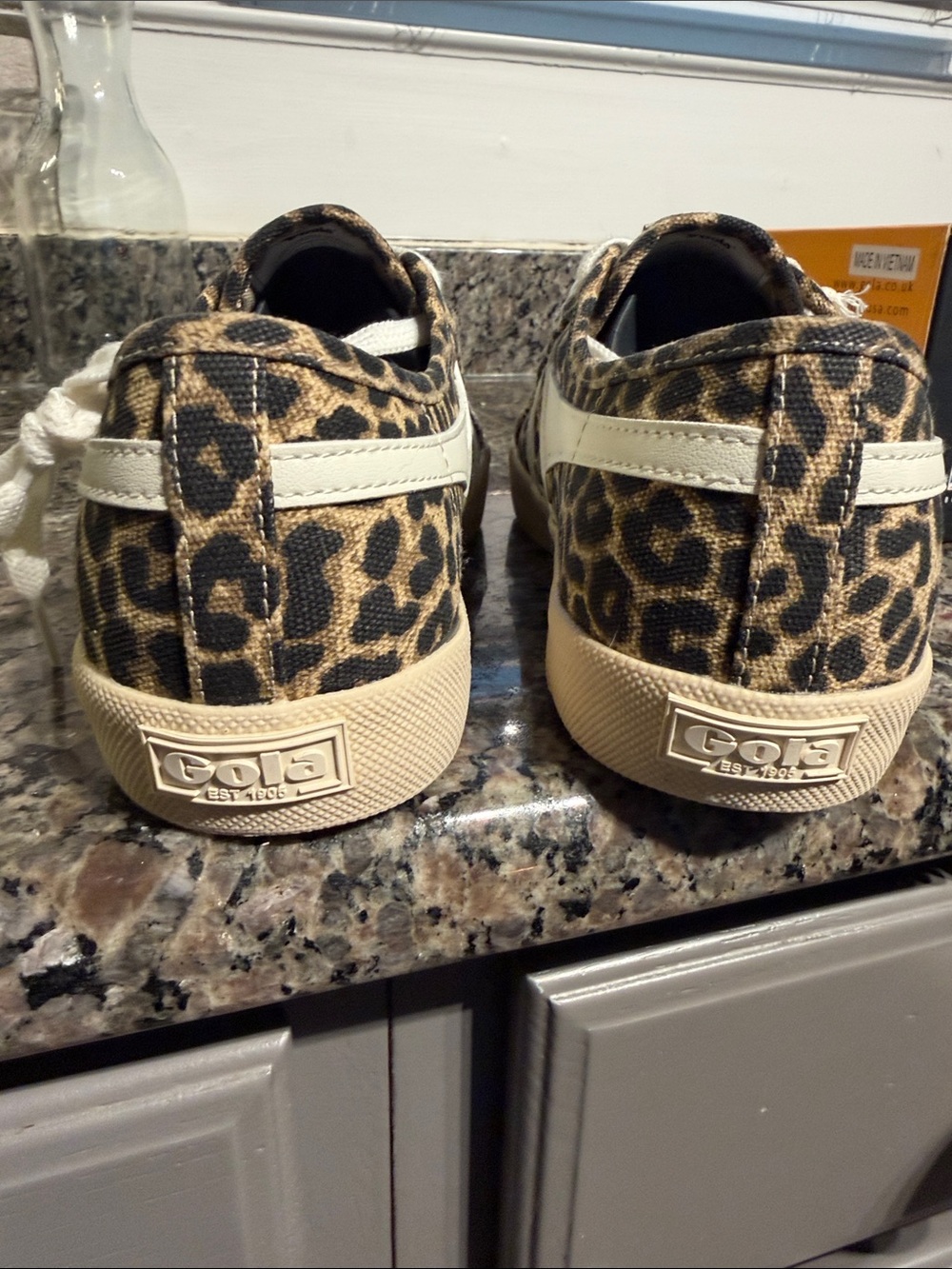 Gola Leopard Print Low-Top Sneakers in Tan/Black - Picture 6 of 10